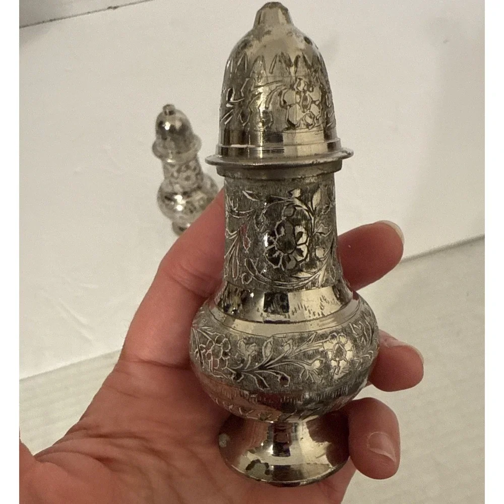 Vintage Etched Silver Plated 4